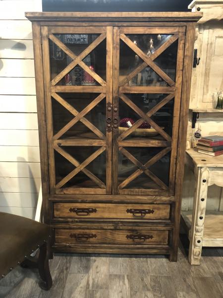 Handcrafted Cupboard with 2 doors and 3 shelves, plus 2 drawers for storage.