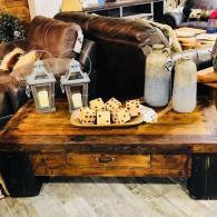 Sturdy and solid one of a kind coffee table made by our very own furniture maker. 
