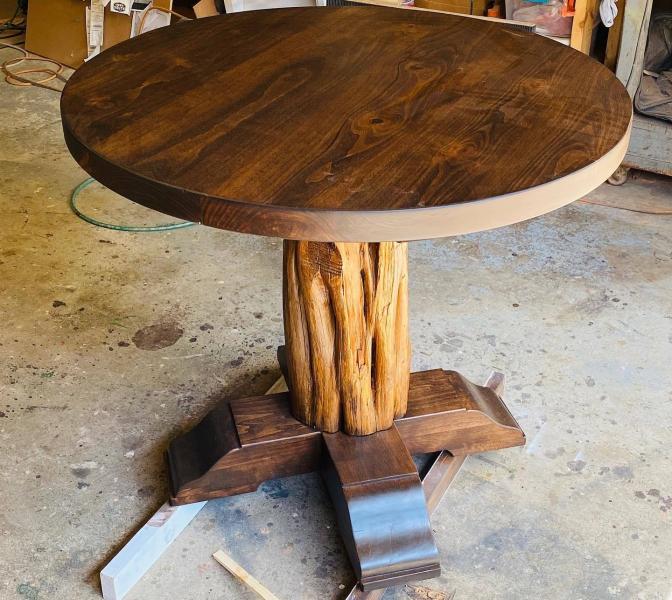 Max made the stunning Log Pedestal table that will surely be handed down for generations to come.