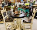 This round counter height table and chairs will make a perfect addition for a small eat in kitchen or breakfast nook, or maybe even in a game room or movie room. come on by our showroom and check this beauty out. You may call us anytime for pricing, availability and color options.
