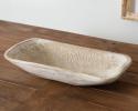 Feature this primitive whitewash bowl as a centerpiece or simplistic tabletop design. This item is made of resin and made to resemble the look and feel of wood.
